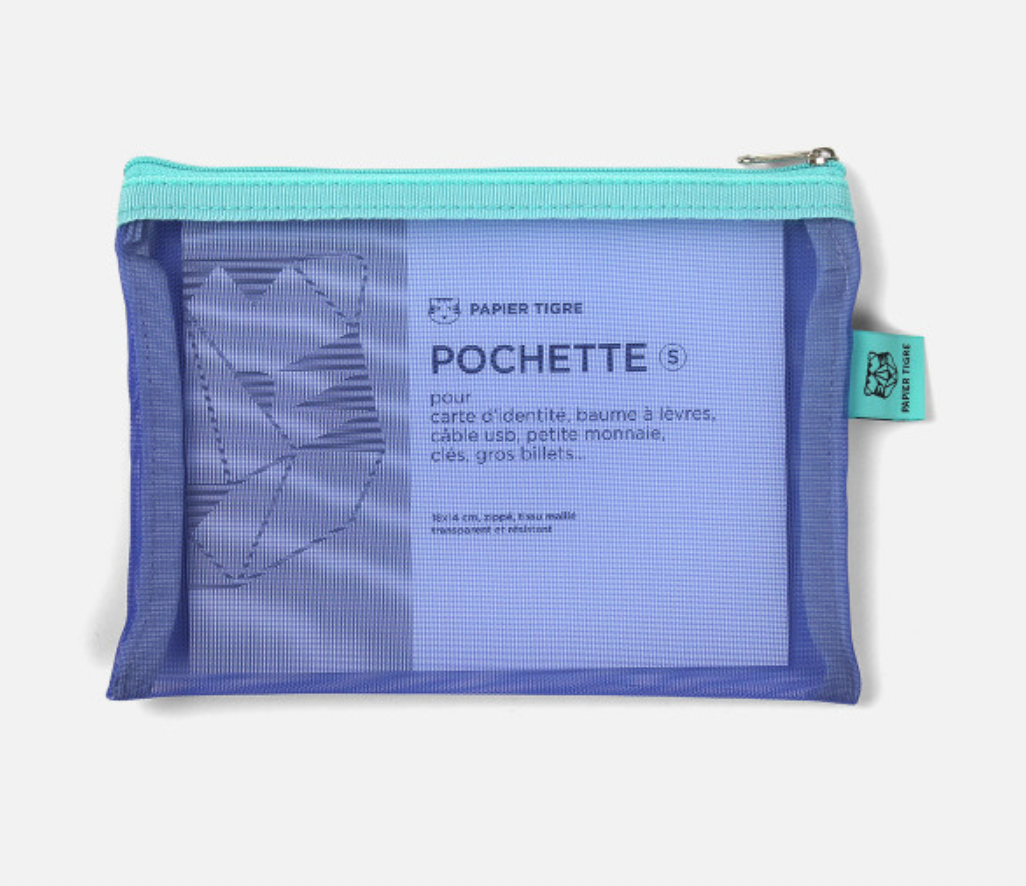 Medium Mesh Pouch in Aqua by Papier Tigre